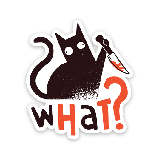 Cat Knife What? Sticker