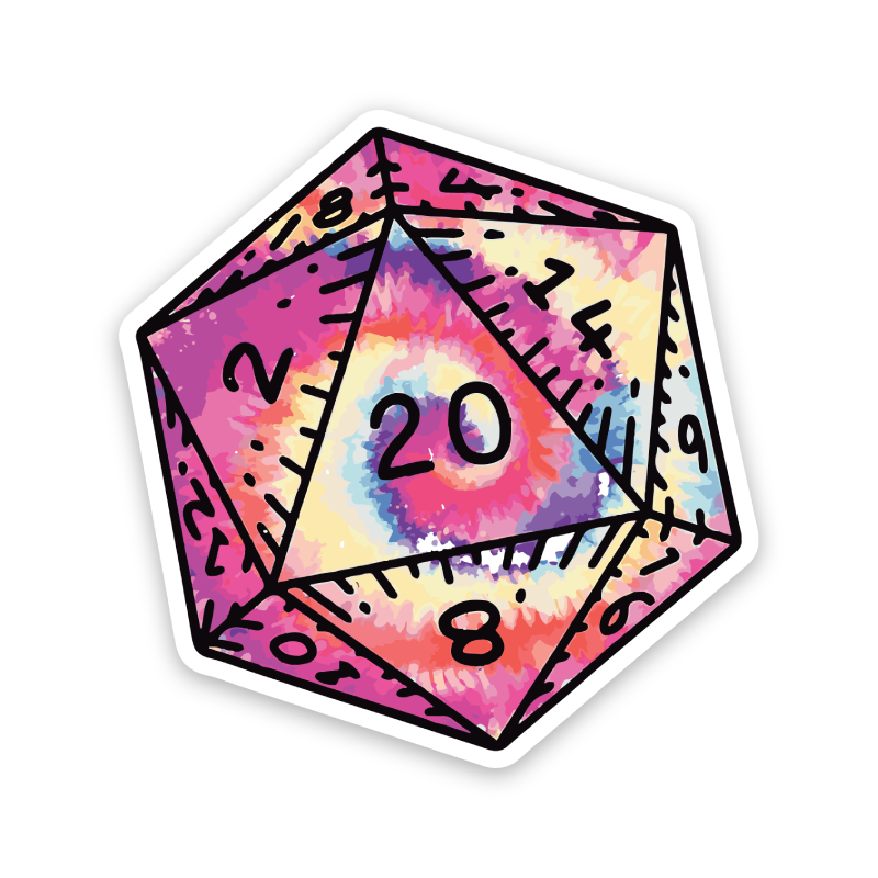 D20 Tie-Dye Sticker