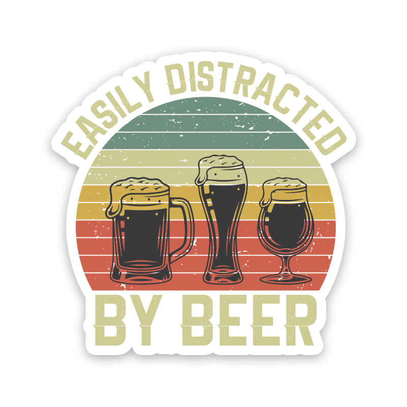 Easily Distracted By Beer Sticker