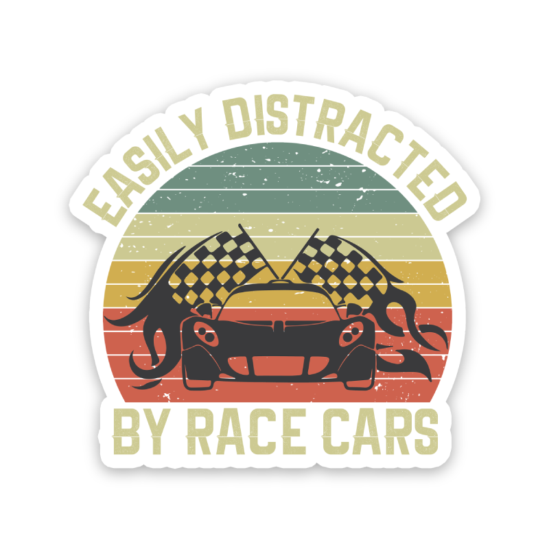Easily Distracted By Race Cars Sticker