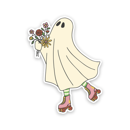 Roller Skating Ghost Sticker