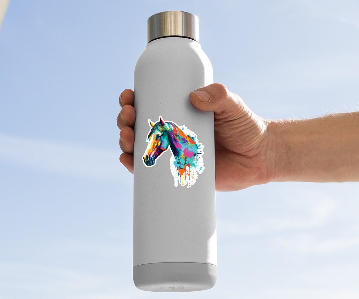 Water Color Horse Sticker, Colorful Rainbow Horse Sticker, Aesthetic Sticker For Laptops, Water Bottles, Planners, Hydroflasks, And More