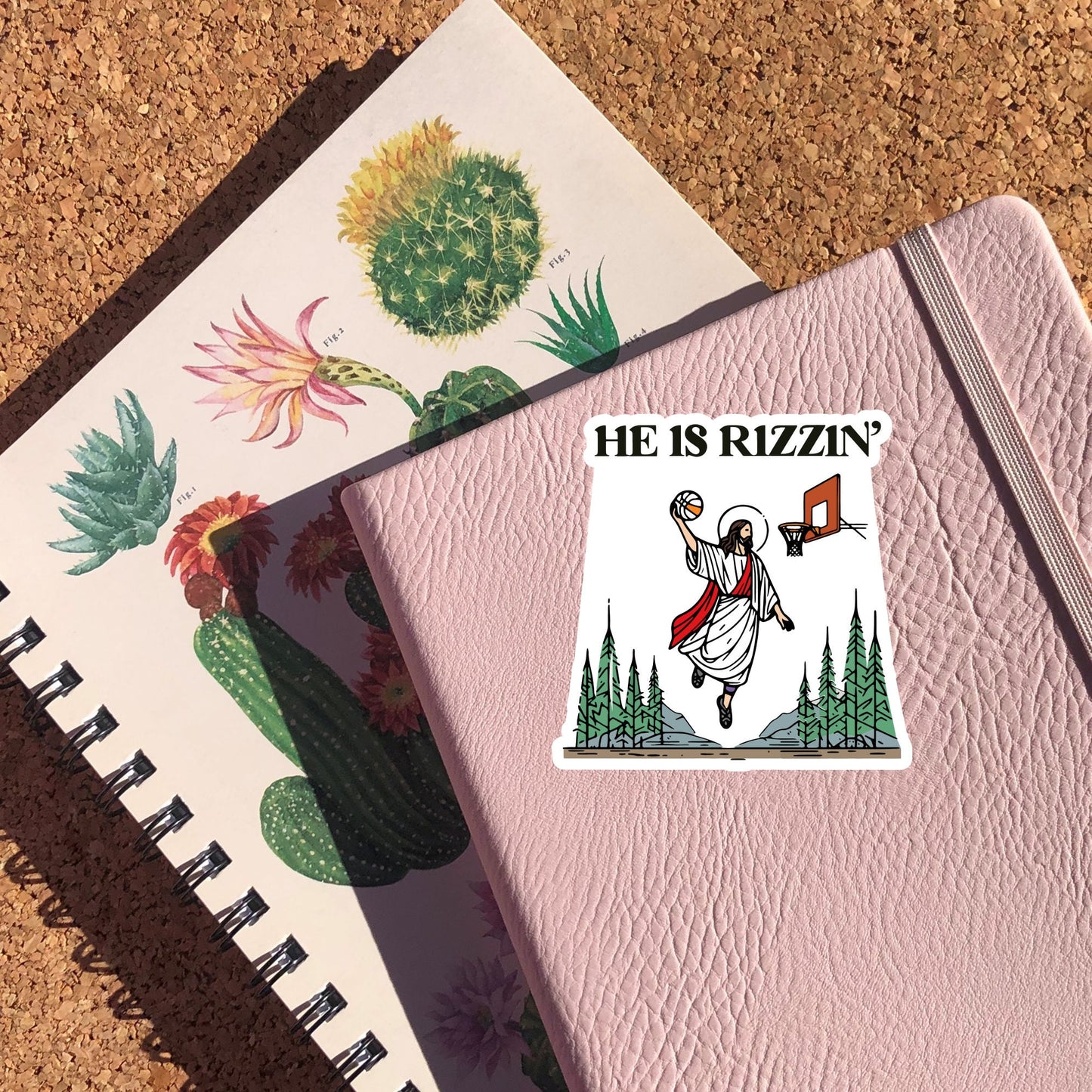 He Is Rizzin' Sticker, Funny Easter Sticker, Jesus Playing Basketball Sticker, Christian Faith Religious Sticker, Meme Sticker, He Is Risen