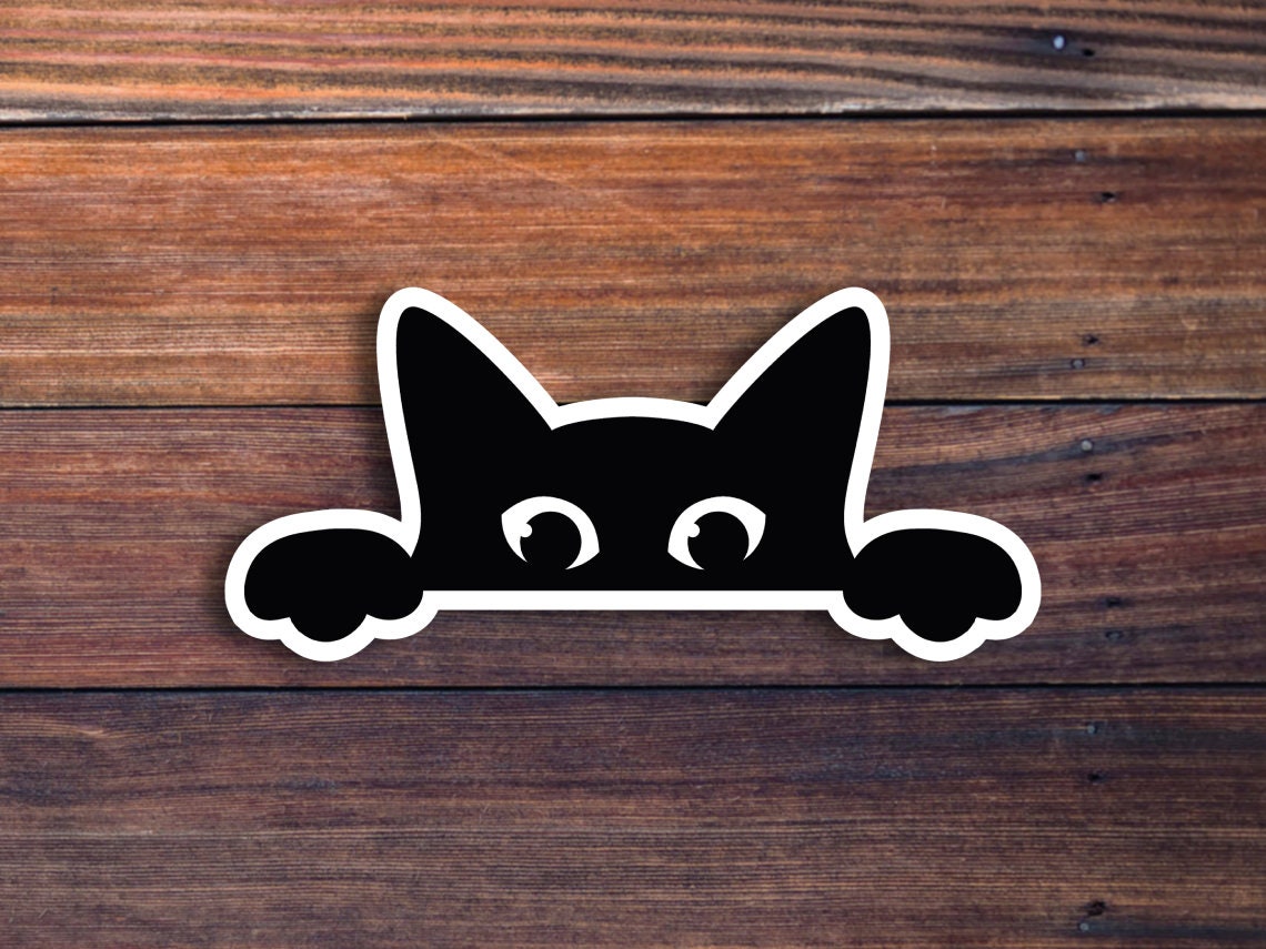 Peeking Cat Vinyl Sticker, Funny Cat Sticker, Meme Sticker, Car Sticker, Bumper Sticker, Cat Mom Decal, Black Cat Sticker,Waterproof Sticker