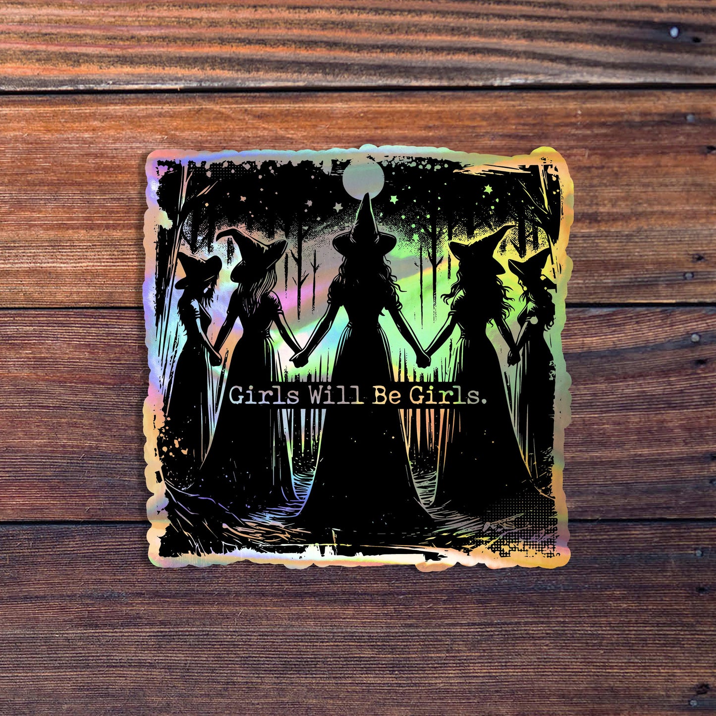 Girls Will Be Girls Witch Sticker, Halloween Sticker, Funny Witch Sticker, Witchy Vibes Sticker, Vintage Halloween Women Sticker