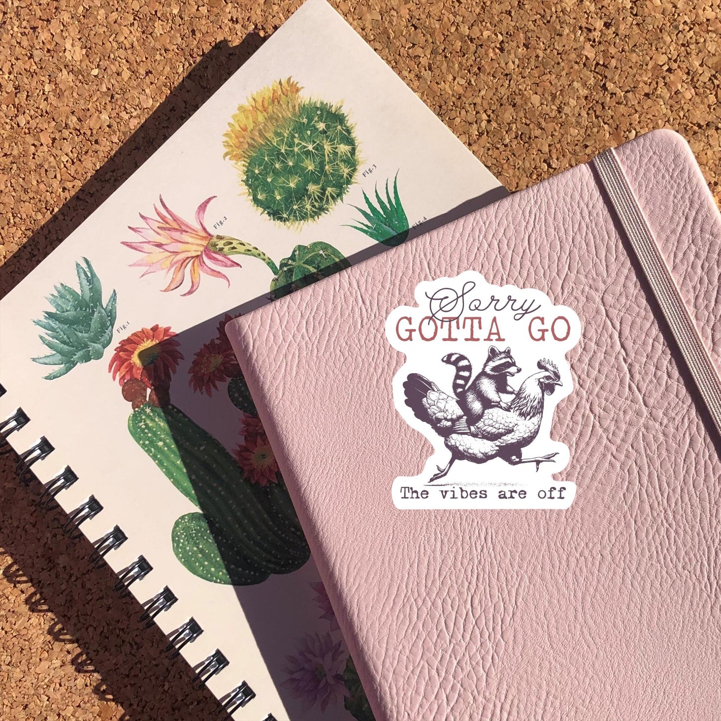 Sorry Gotta Go The Vibes Are Off Sticker, Funny Animals Sticker, Raccoon Chicken Sticker, Trendy Vintage Sticker, Sarcastic Quote Decal
