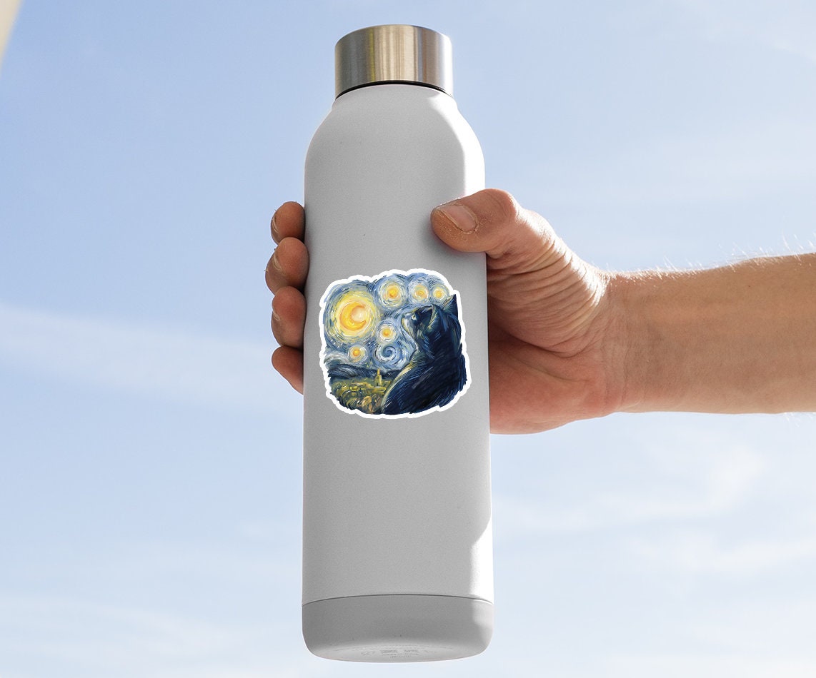 Vincent Van Gogh's The Starry Night Cat Sticker