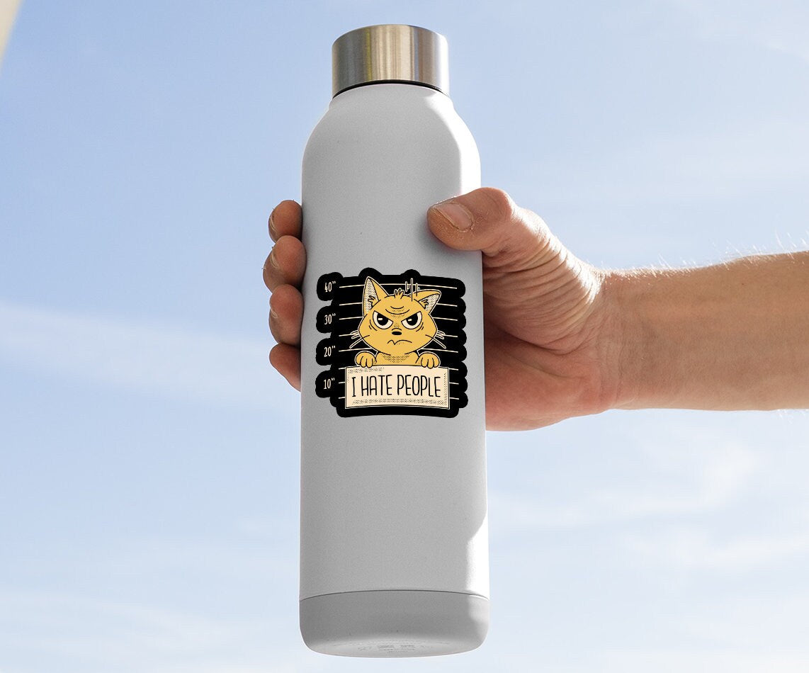 I Hate People Cat Mugshot Sticker