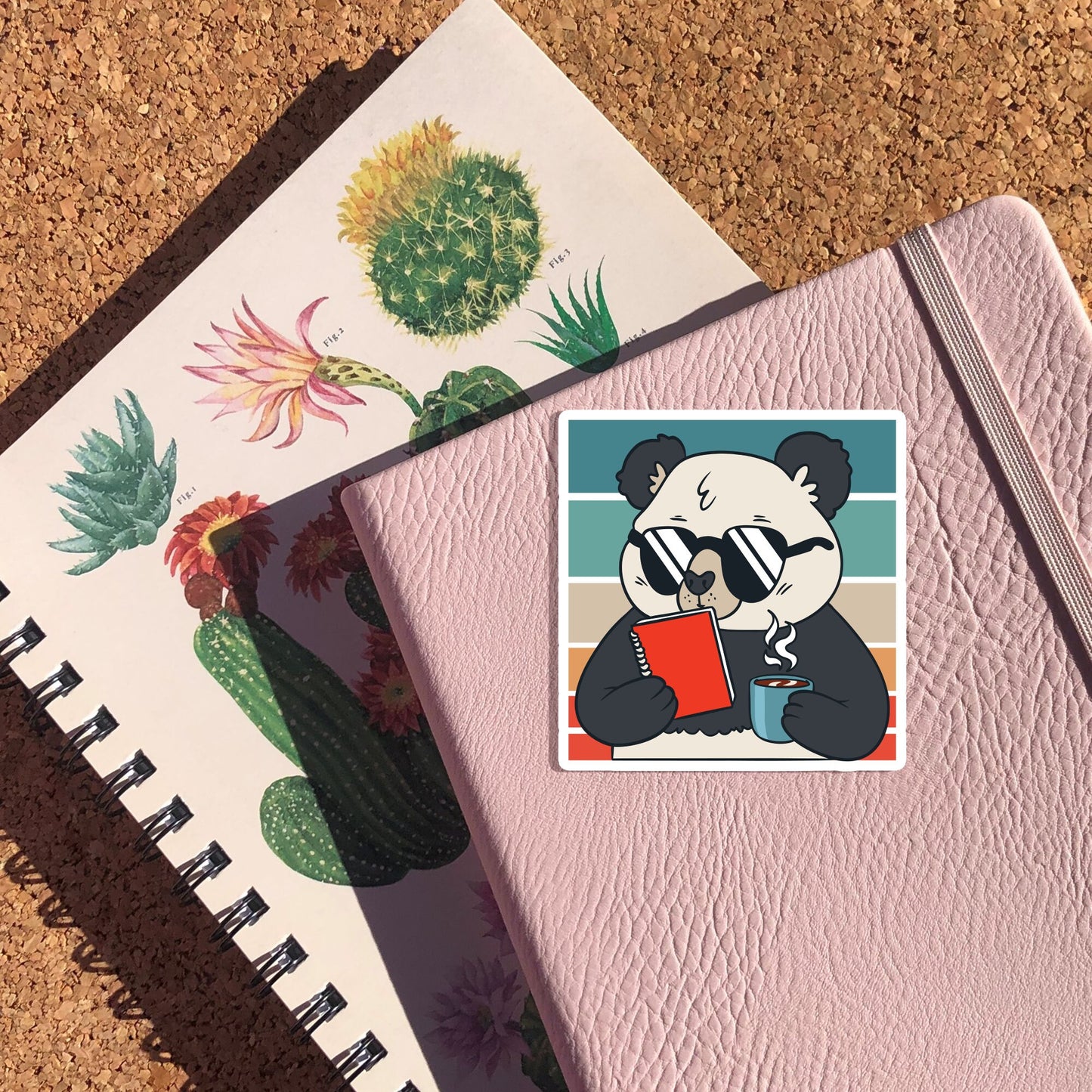 Panda Drinking Coffee Retro Sticker