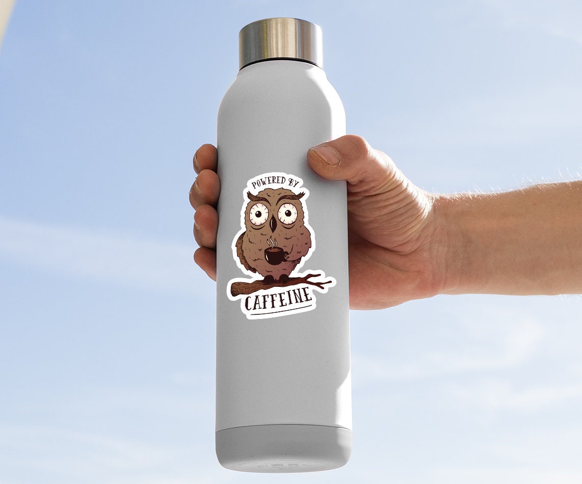 Powered By Caffeine Owl Sticker