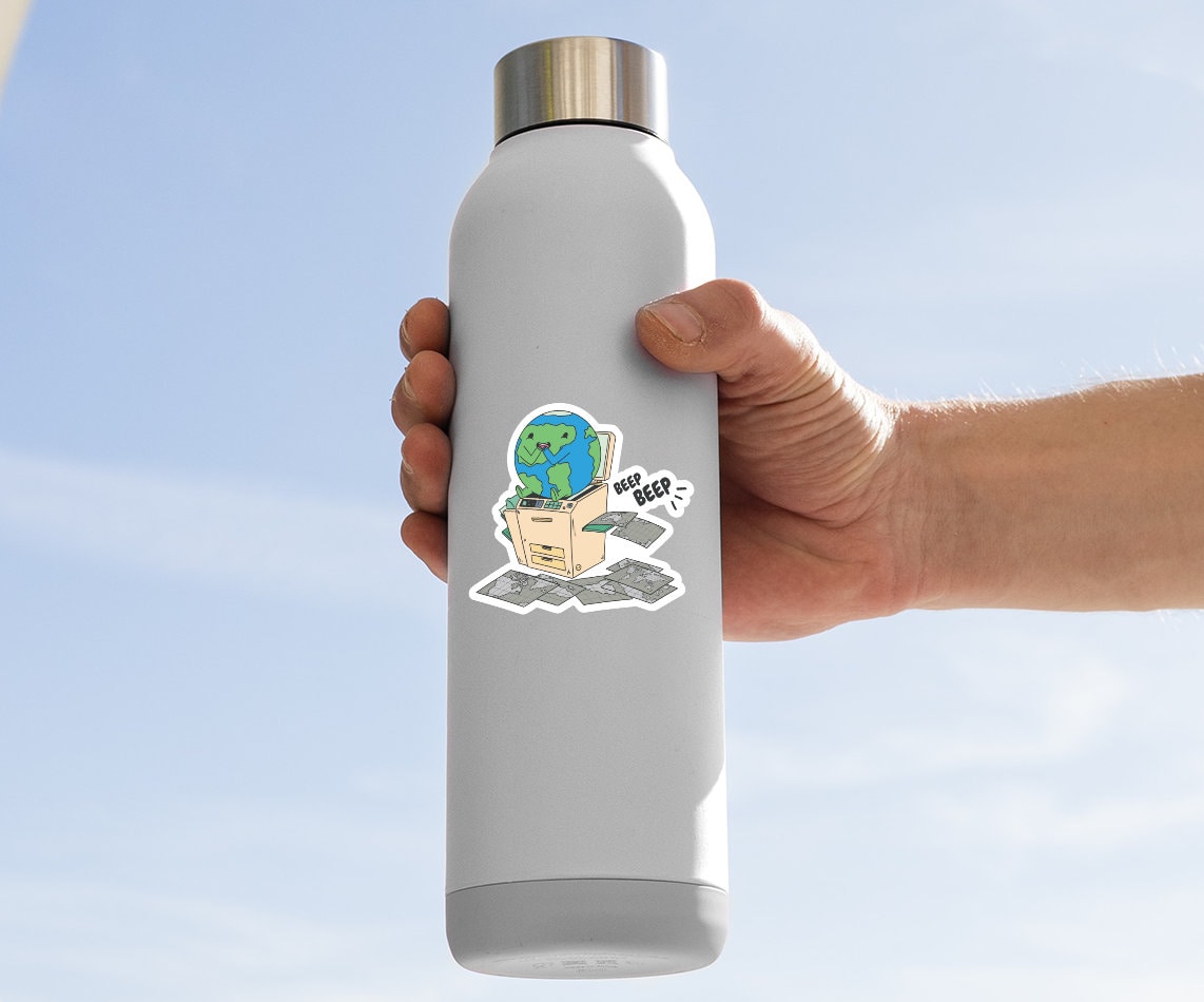 Cartoon Earth Photocopying Sticker