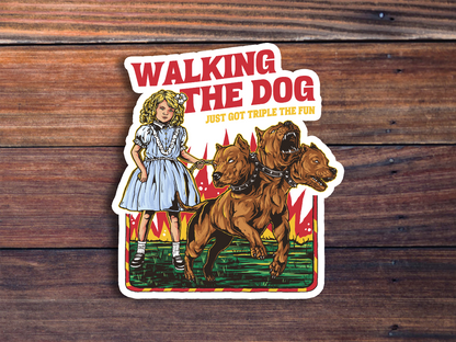 Walking The Dog Sticker Retro Vintage Sticker