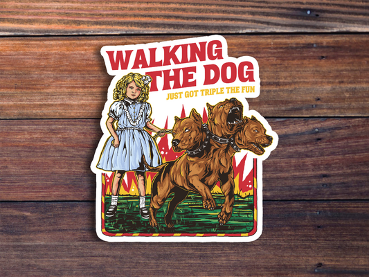 Walking The Dog Sticker Retro Vintage Sticker
