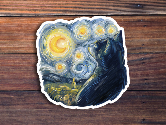 Vincent Van Gogh's The Starry Night Cat Sticker