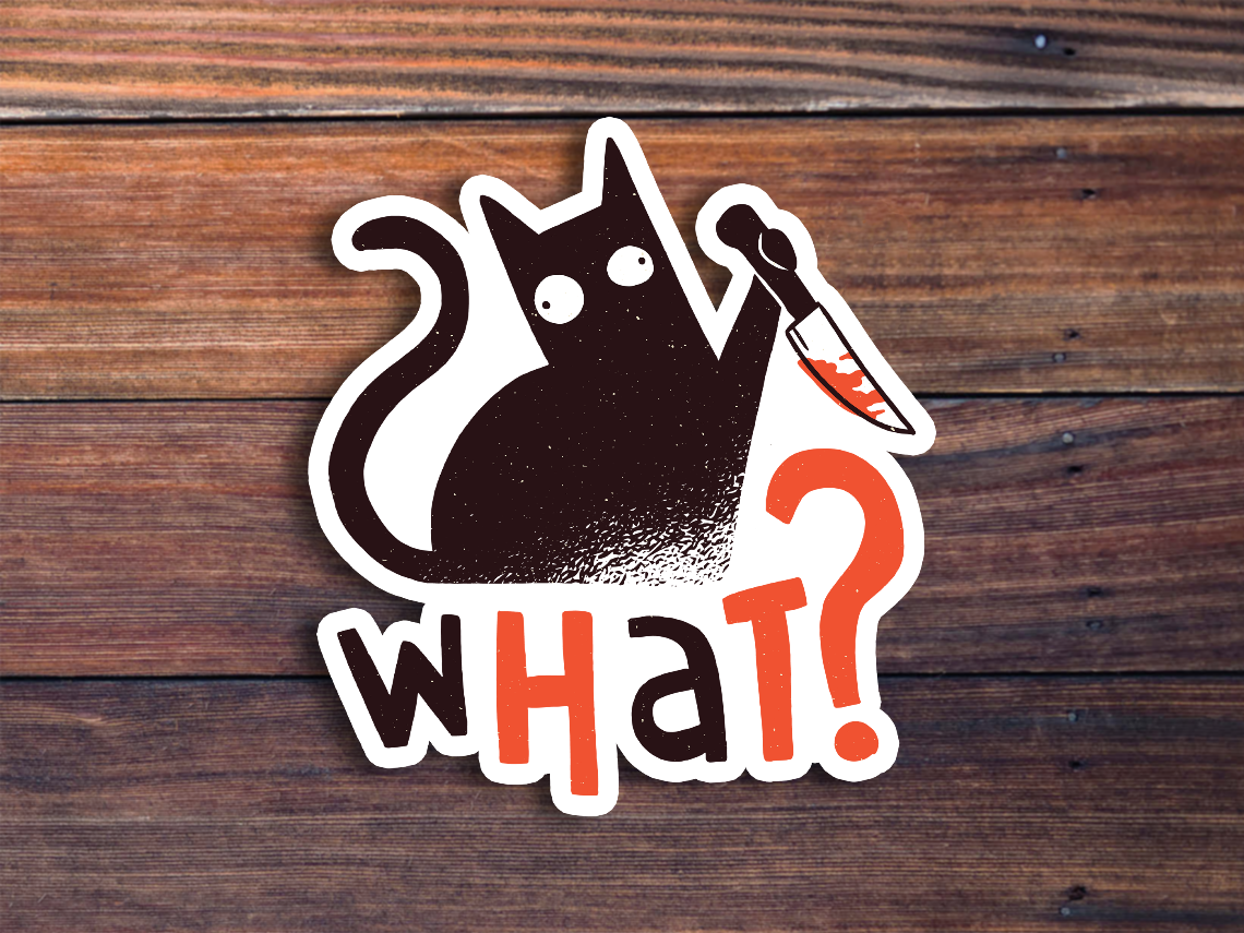Cat Knife What? Sticker
