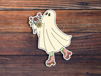 Roller Skating Ghost Sticker