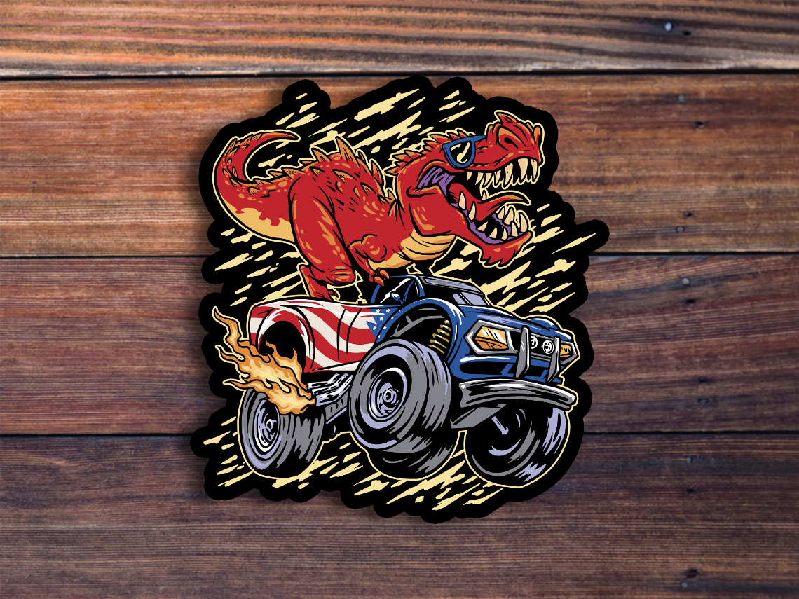 T-Rex On A Monster Truck Sticker