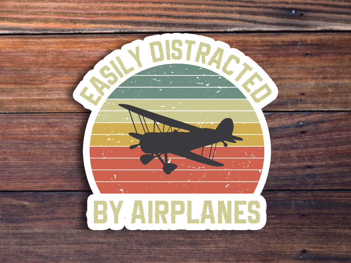 Easily Distracted By Airplanes Sticker