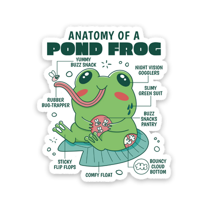 Anatomy Of A Pond Frog Sticker