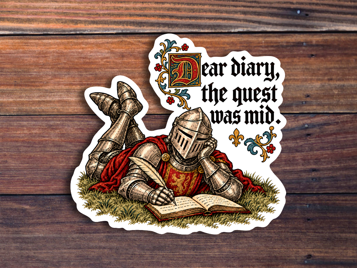 Dear Diary The Quest Was Mid Knight Sticker