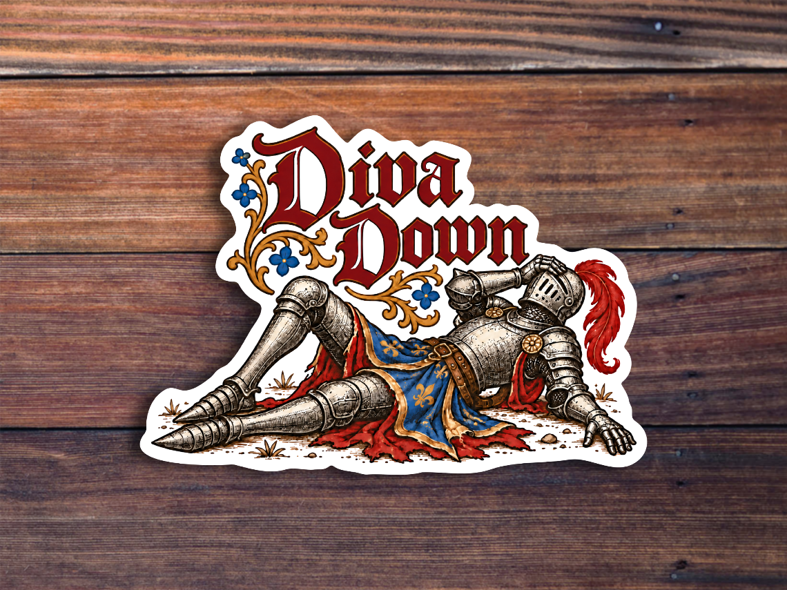 Diva Down Knight Sticker