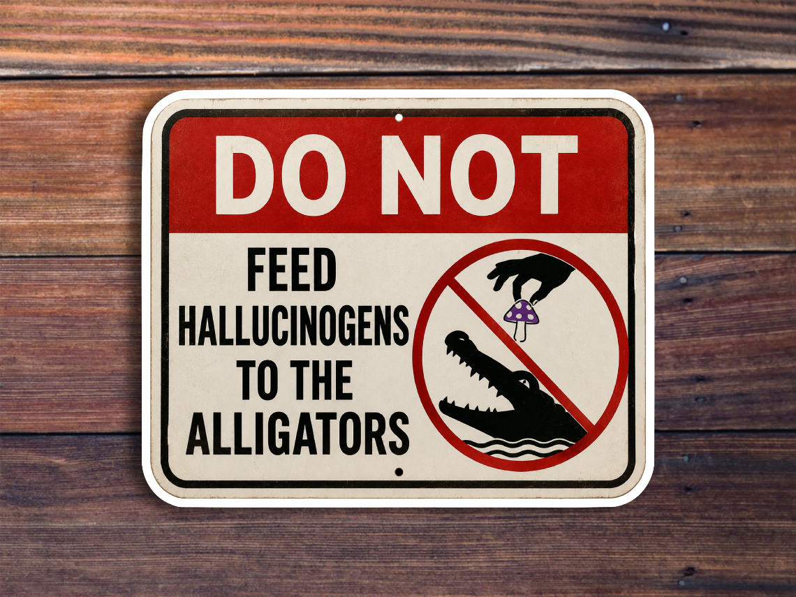 Do Not Feed Hallucinogens To The Alligators Sticker