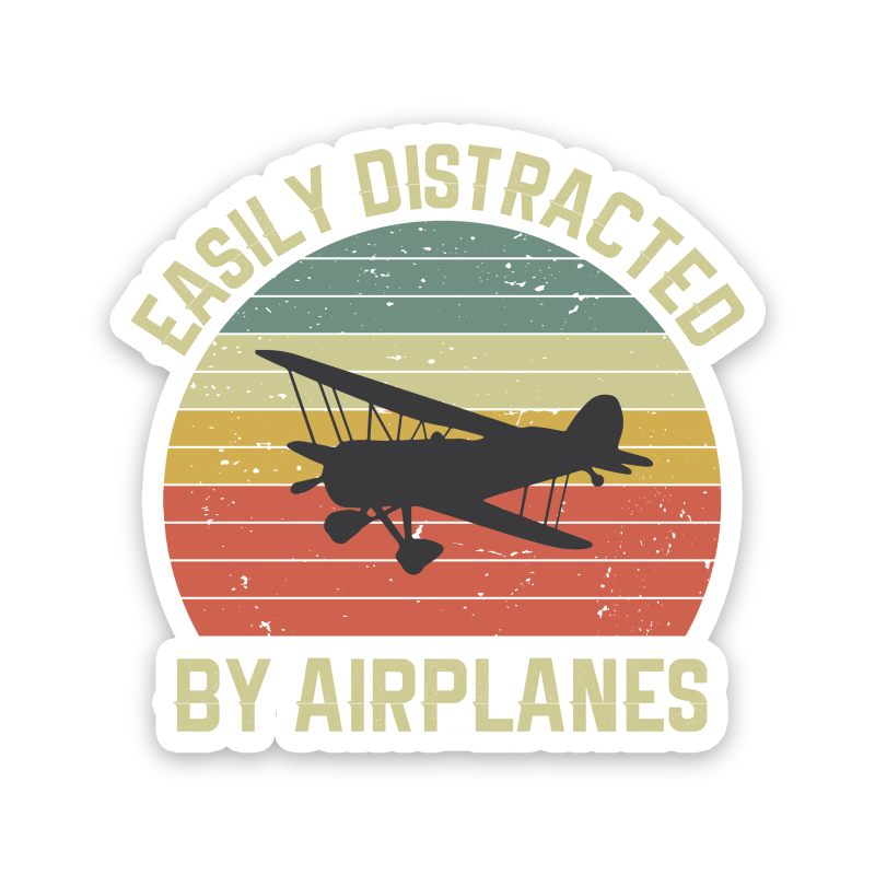 Easily Distracted By Airplanes Sticker