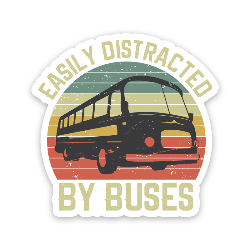 Easily Distracted By Buses Sticker