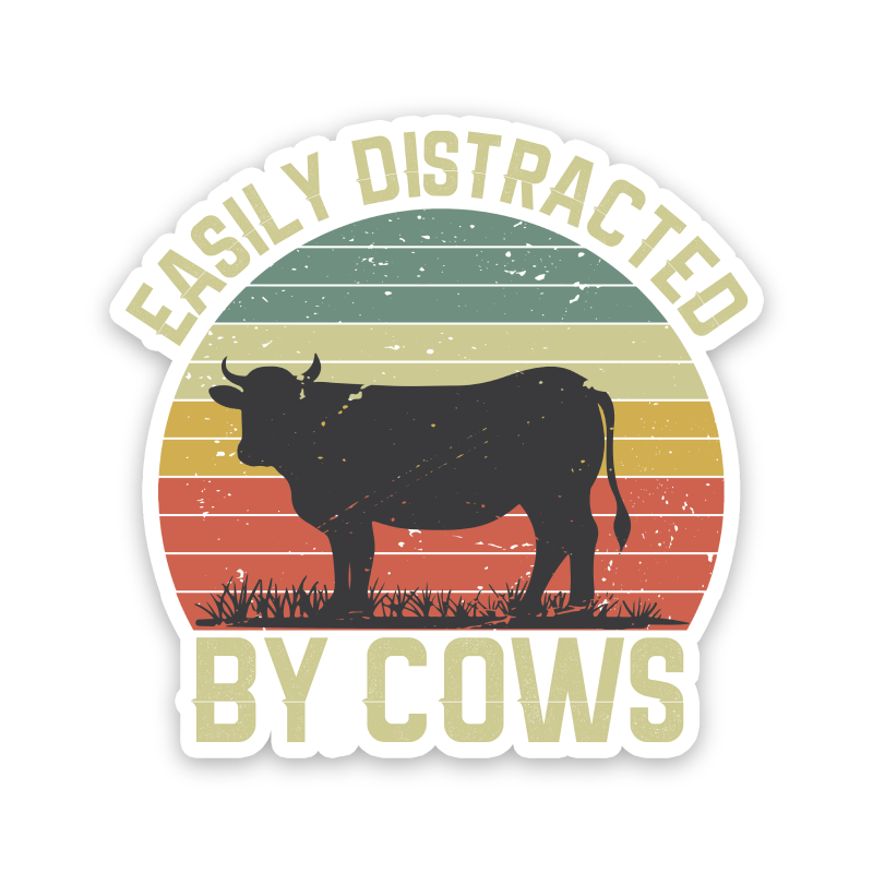 Easily Distracted By Cows Sticker