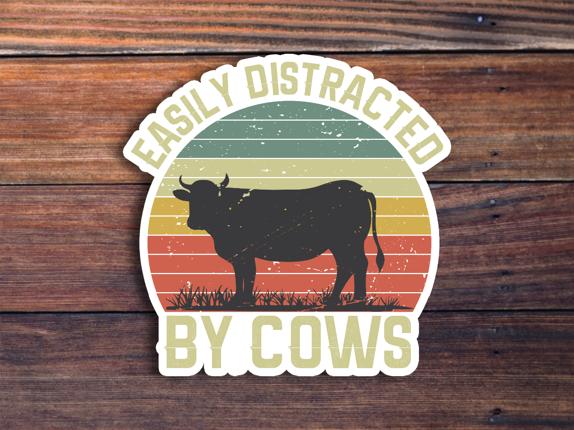 Easily Distracted By Cows Sticker
