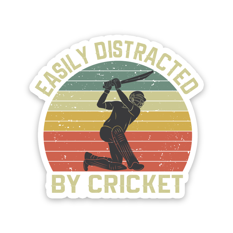 Easily Distracted By Cricket Sticker