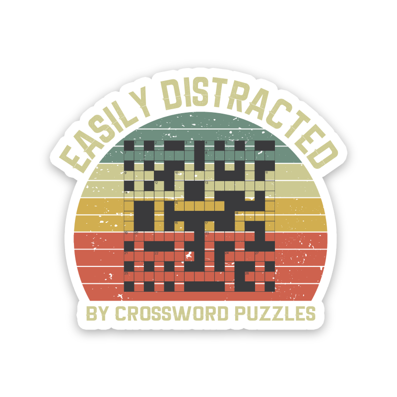 Easily Distracted By Crossword Puzzles Sticker