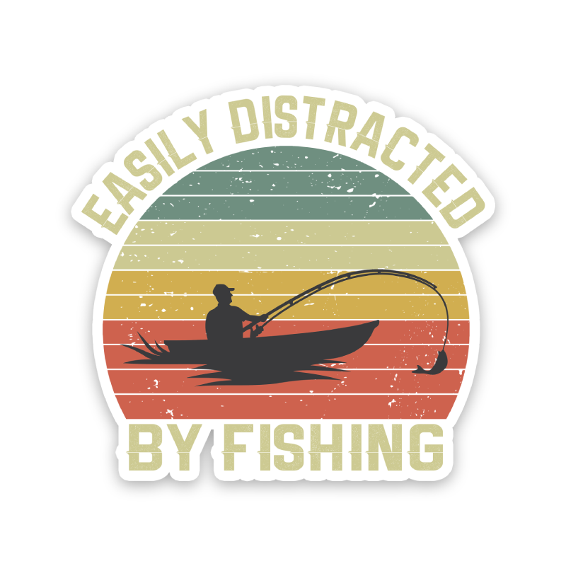 Easily Distracted By Fishing Sticker