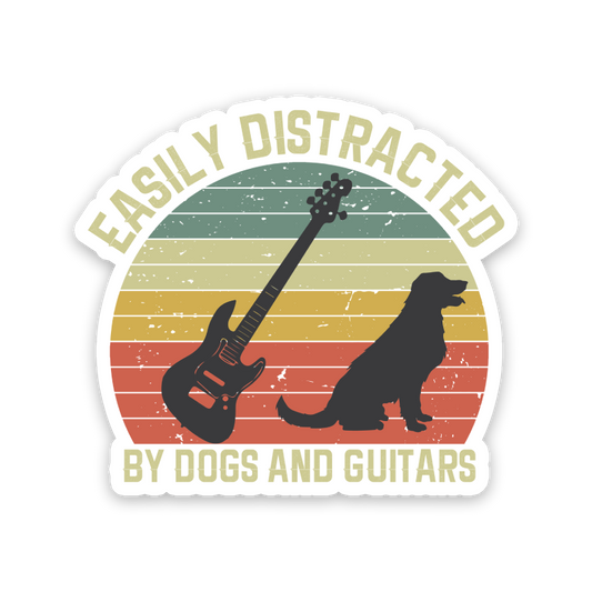 Easily Distracted By Dogs And Guitars Sticker