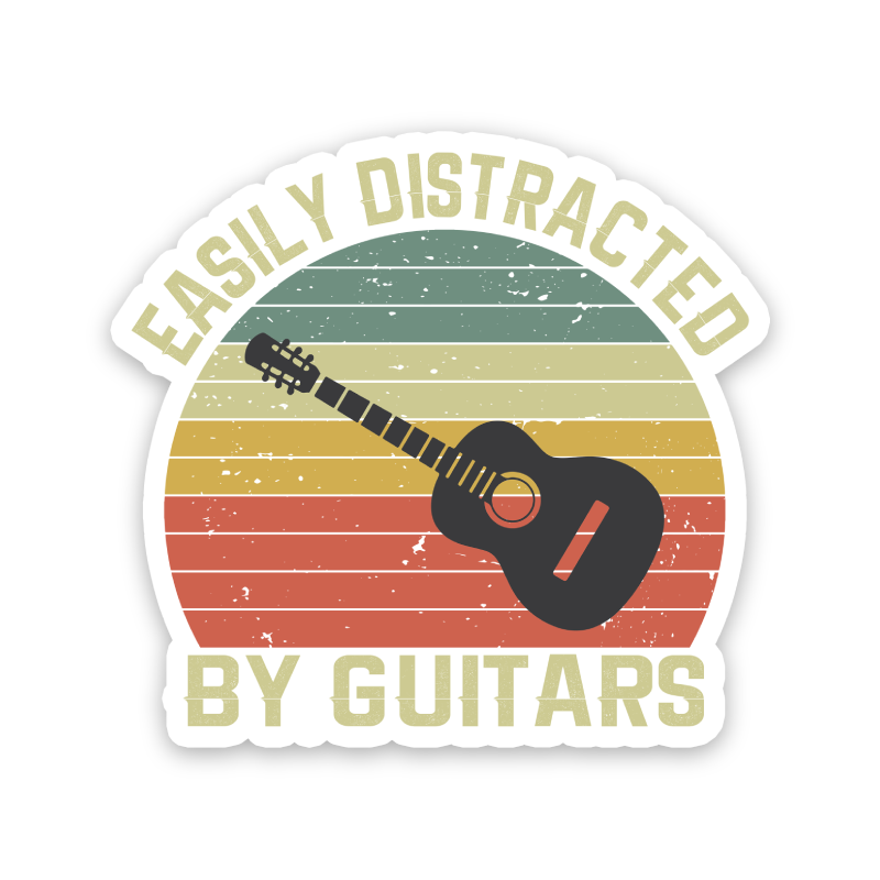 Easily Distracted By Guitars Sticker