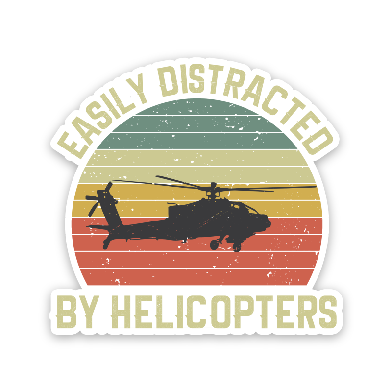 Easily Distracted By Helicopter Sticker