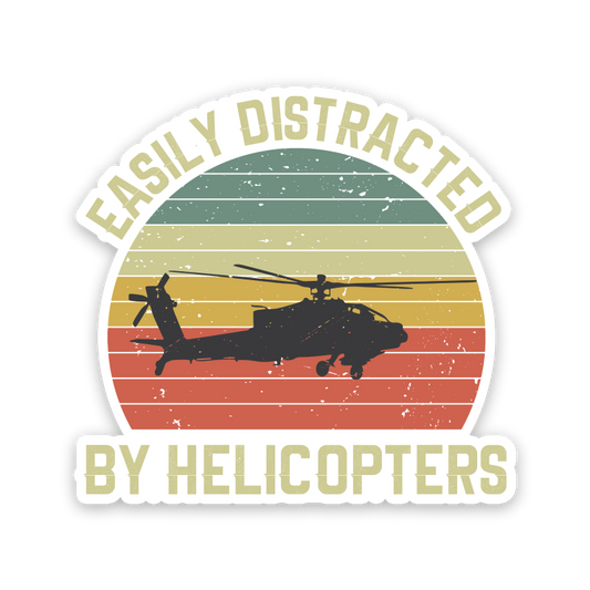 Easily Distracted By Helicopter Sticker