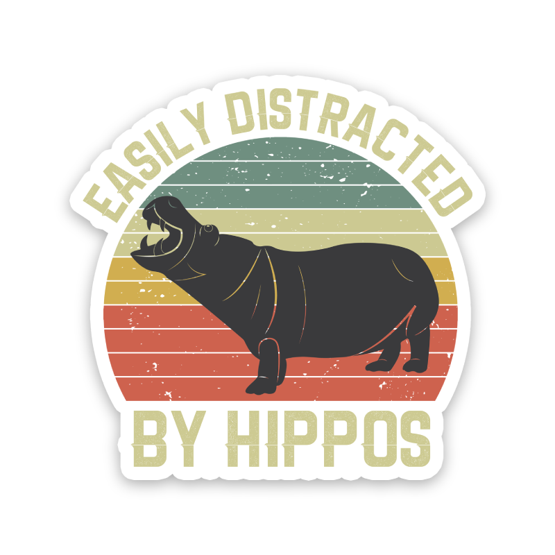 Easily Distracted By Hippos Sticker