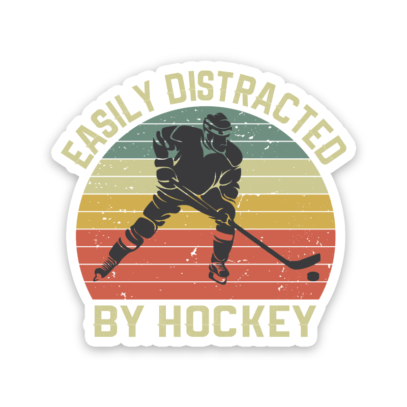 Easily Distracted By Hockey Sticker