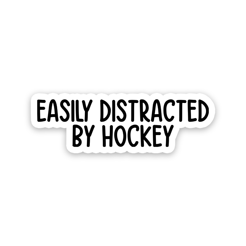 Easily Distracted By Hockey Text Sticker