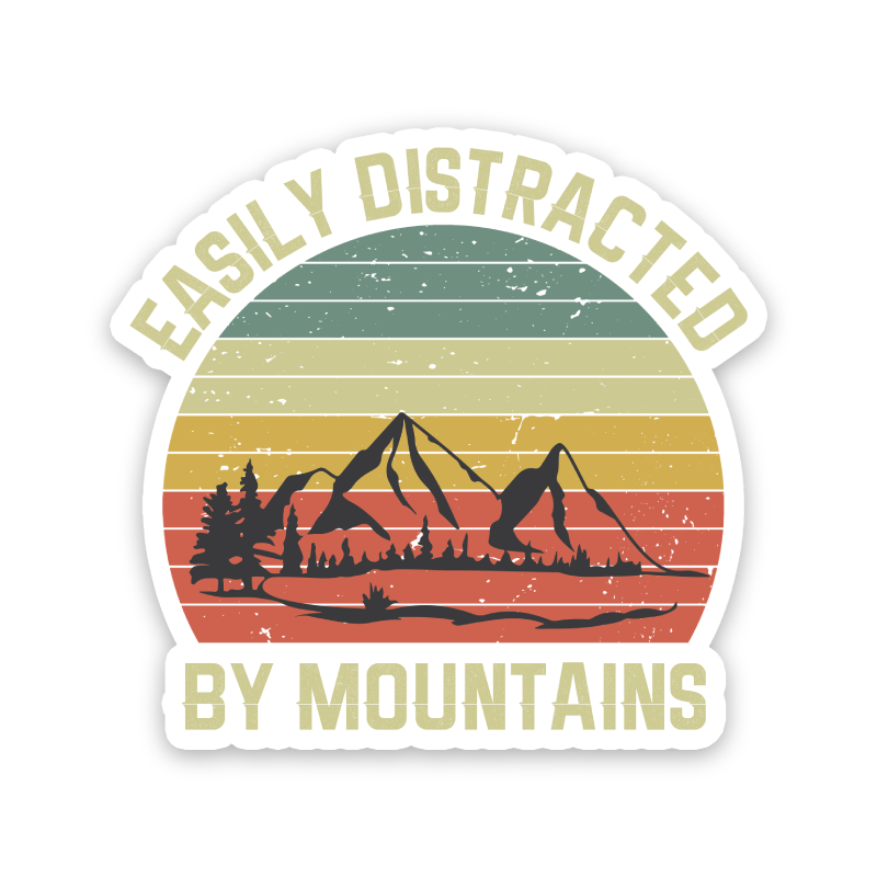 Easily Distracted By Mountains Sticker