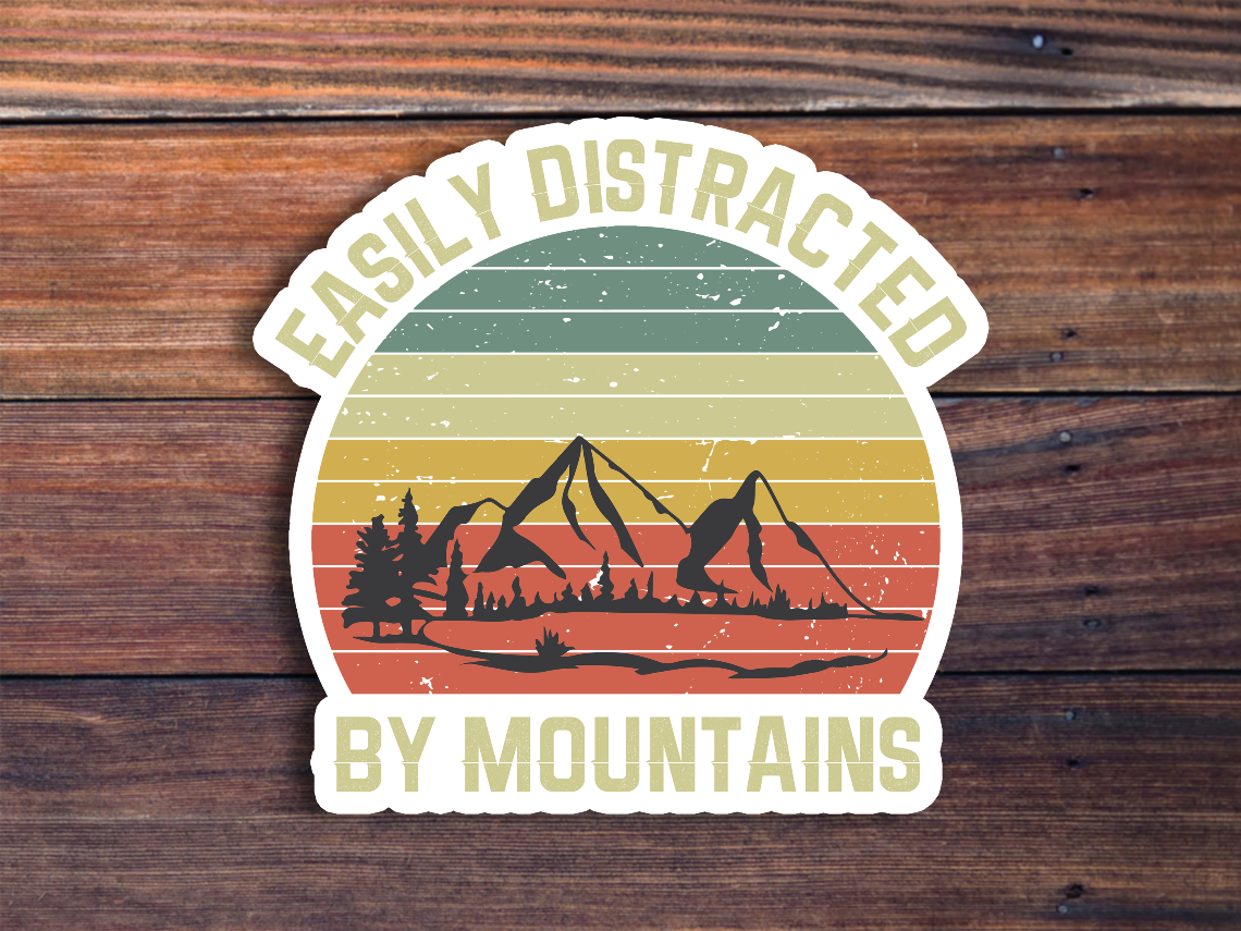 Easily Distracted By Mountains Sticker