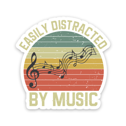 Easily Distracted By Music Sticker