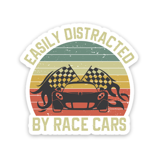 Easily Distracted By Race Cars Sticker