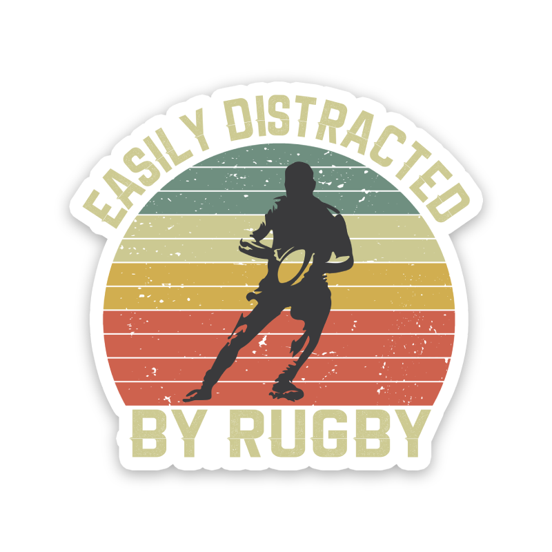 Easily Distracted By Rugby Sticker