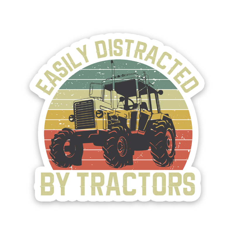 Easily Distracted By Tractors Sticker