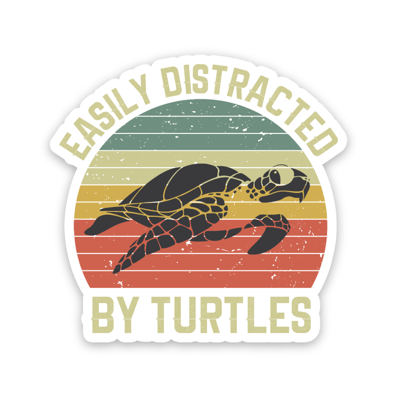 Easily Distracted By Turtles Sticker