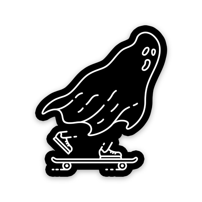 Goth Skater Ghost Sticker