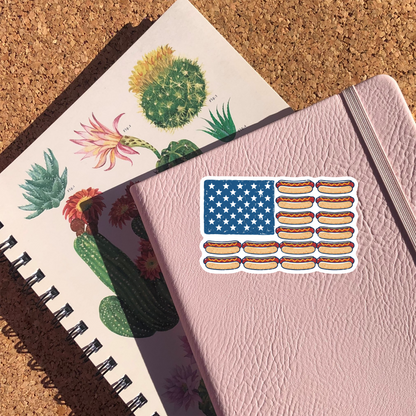 Hot Dog American Flag Sticker