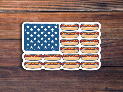 Hot Dog American Flag Sticker